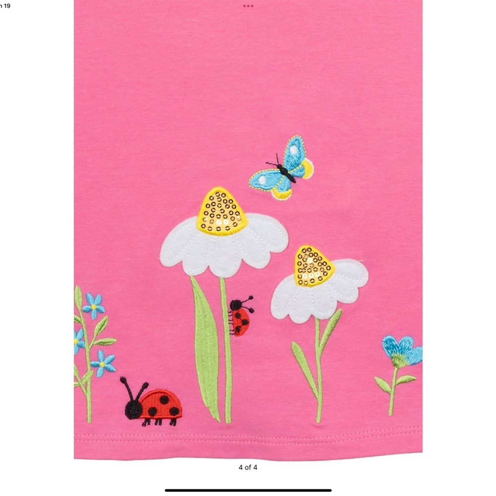 Counting Daisies Pink Flutter Sleeve Dress – Sz 6 Ladybug & Flower - Picture 4 of 6